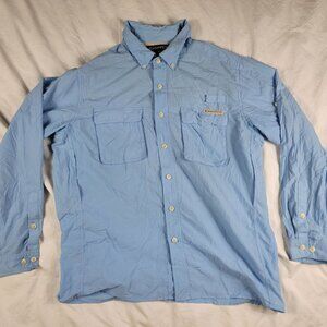 Exofficio Mens Large Blue Vented Long Sleeve Shirt Casual Hiking Camping Outdoor